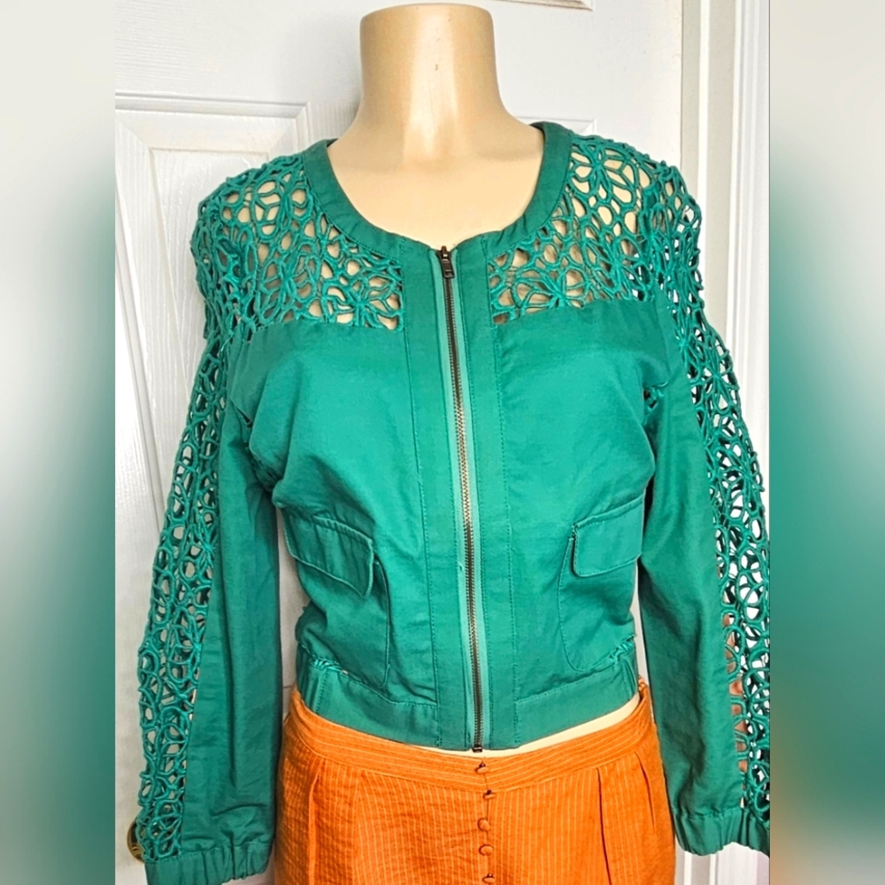 🔥"Esley" Green Lace Sleeve Women's Jacket